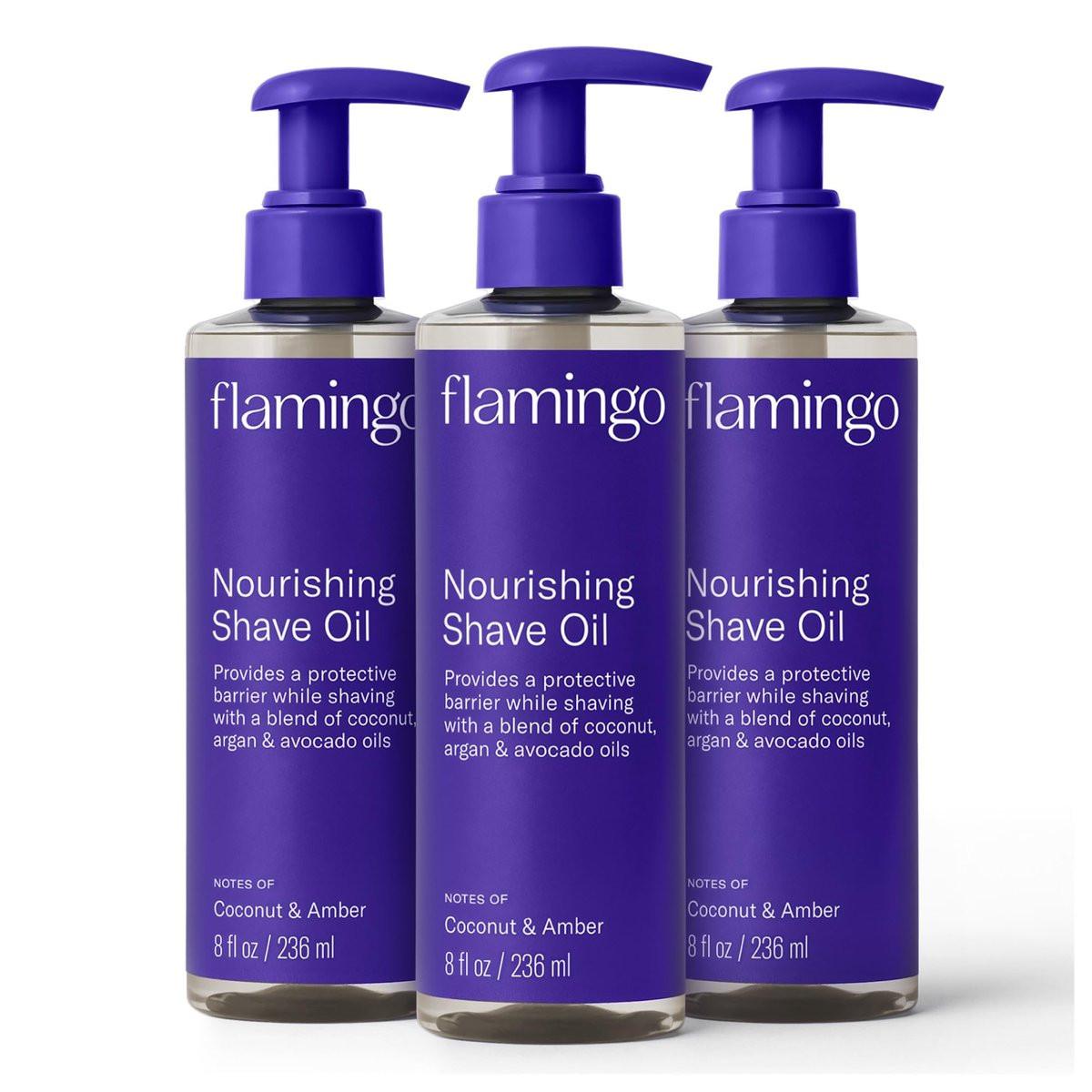 Flamingo Nährendes Rasieröl für Frauen mit Kokos-, Argan- und Avocadoöl, 8 Fl Oz, 3er-Pack
