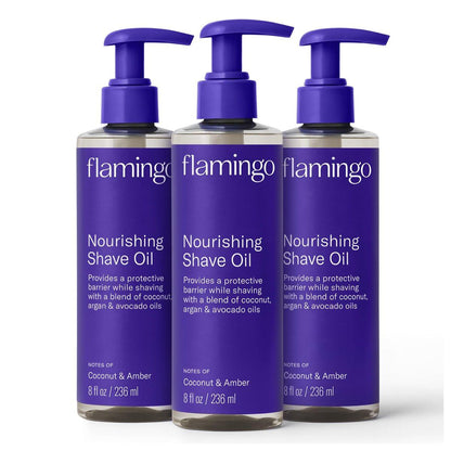 Flamingo Nährendes Rasieröl für Frauen mit Kokos-, Argan- und Avocadoöl, 8 Fl Oz, 3er-Pack
