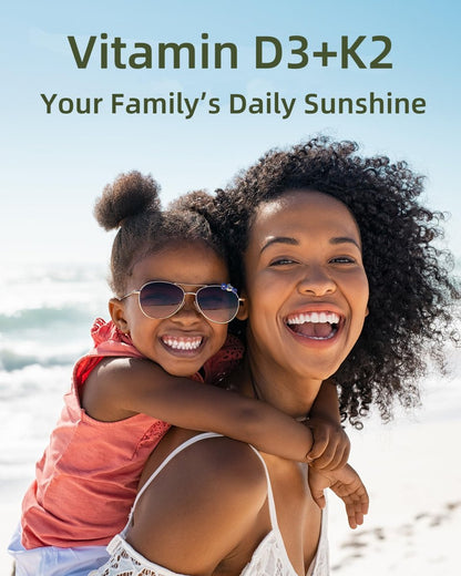BienRaíz Vitamin D3 K2 5000IE 100mcg MK-7, 120 Weichkapseln, 2-in-1 D3 K2 Vitaminpräparat für Knochengesundheit, Immununterstützung, bessere Kalziumaufnahme, leicht zu schlucken, 1 täglich, 120-Tage-Vorrat