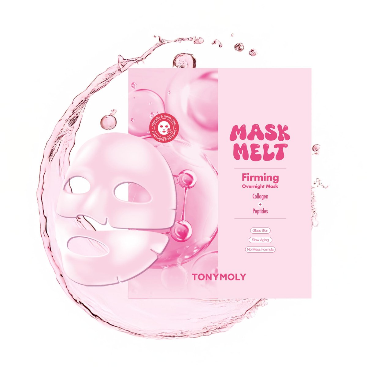 TONYMOLY Mask Melt Firming Hydrogel Gesichtsmaske – Kollagen & Peptide Overnight Treatment, Koreanische Hautpflege, 1 Blatt