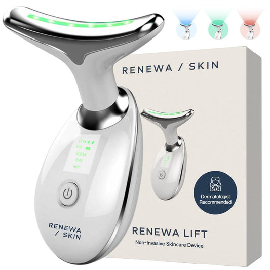 Renewa Skin Face & Neck Sculpting Tool – Handheld Beautygerät für zu Hause mit sanftem Licht und beruhigender Vibration für eine glattere, erfrischte und strahlend aussehende Haut