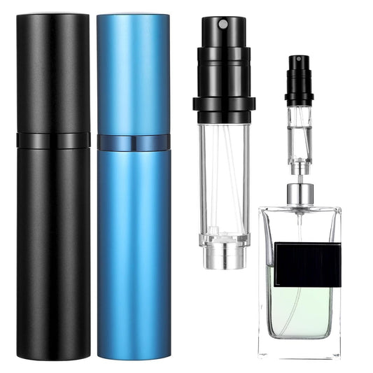 IANFAN 2er Set Mini Nachfüllbarer Parfümzerstäuber, Tragbare Reise Parfüm Nachfüllflasche Auslaufsicherer Leerer Köln Dispenser 5ml Parfüm Sprühflasche Nachfüllpumpen Etui für Reisen und Ausgehen