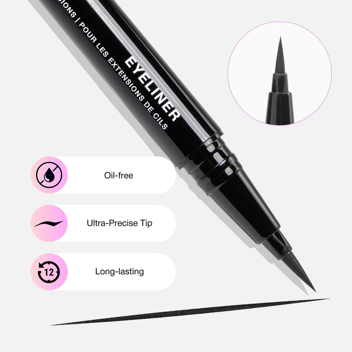 CURACORO Ölfreier Flüssig-Eyeliner für Wimpernverlängerungen, Ultrafeine Filzspitze, Wasserfest & Langanhaltend, Schmutzabweisend Schwarz