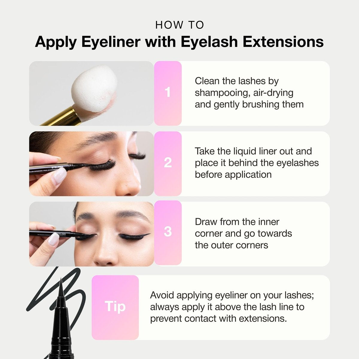 CURACORO Ölfreier Flüssig-Eyeliner für Wimpernverlängerungen, Ultrafeine Filzspitze, Wasserfest & Langanhaltend, Schmutzabweisend Schwarz