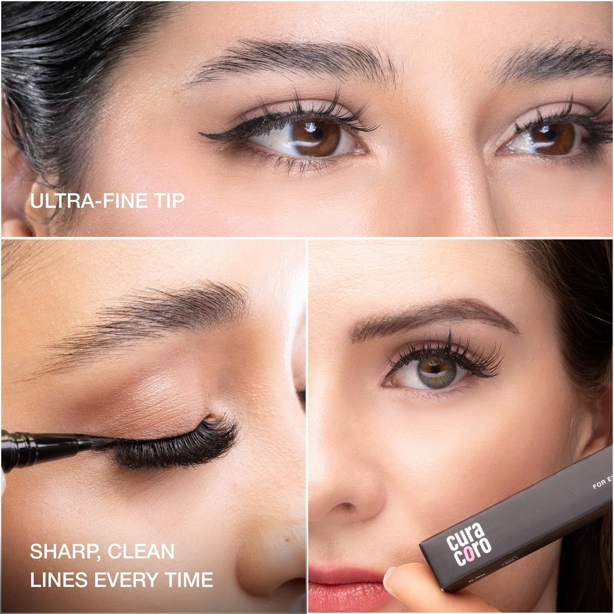 CURACORO Ölfreier Flüssig-Eyeliner für Wimpernverlängerungen, Ultrafeine Filzspitze, Wasserfest & Langanhaltend, Schmutzabweisend Schwarz
