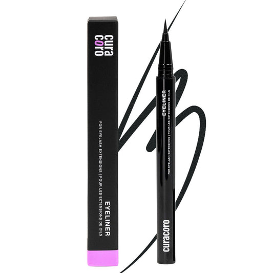 CURACORO Ölfreier Flüssig-Eyeliner für Wimpernverlängerungen, Ultrafeine Filzspitze, Wasserfest & Langanhaltend, Schmutzabweisend Schwarz