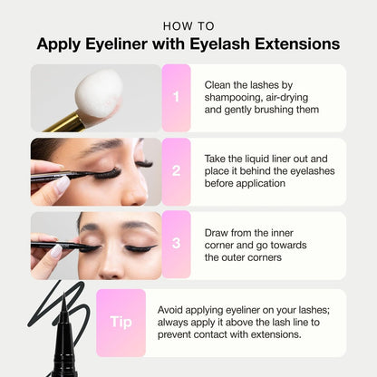 CURACORO Ölfreier Flüssig-Eyeliner für Wimpernverlängerungen, Ultrafeine Filzspitze, Wasserfest & Langanhaltend, Schmutzabweisend Schwarz