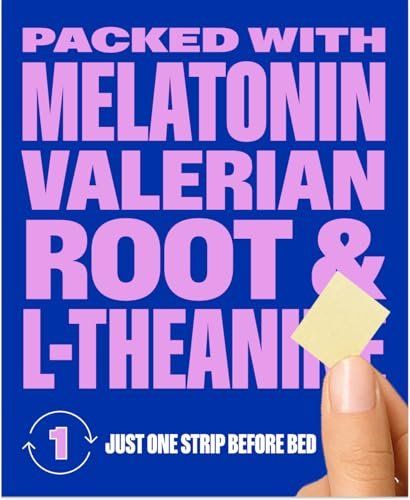 NuStrips™ Schnell lösliche Schlafstreifen mit 5 mg Melatonin, Baldrianwurzel, L-Theanin & Vitamin B6 – Blaubeergeschmack – Natürliches Schlafmittel, vegan, nicht gentechnisch verändert, glutenfrei – Schnell einschlafen (3 Streifen)