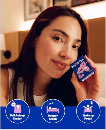 NuStrips™ Schnell lösliche Schlafstreifen mit 5 mg Melatonin, Baldrianwurzel, L-Theanin & Vitamin B6 – Blaubeergeschmack – Natürliches Schlafmittel, vegan, nicht gentechnisch verändert, glutenfrei – Schnell einschlafen (3 Streifen)
