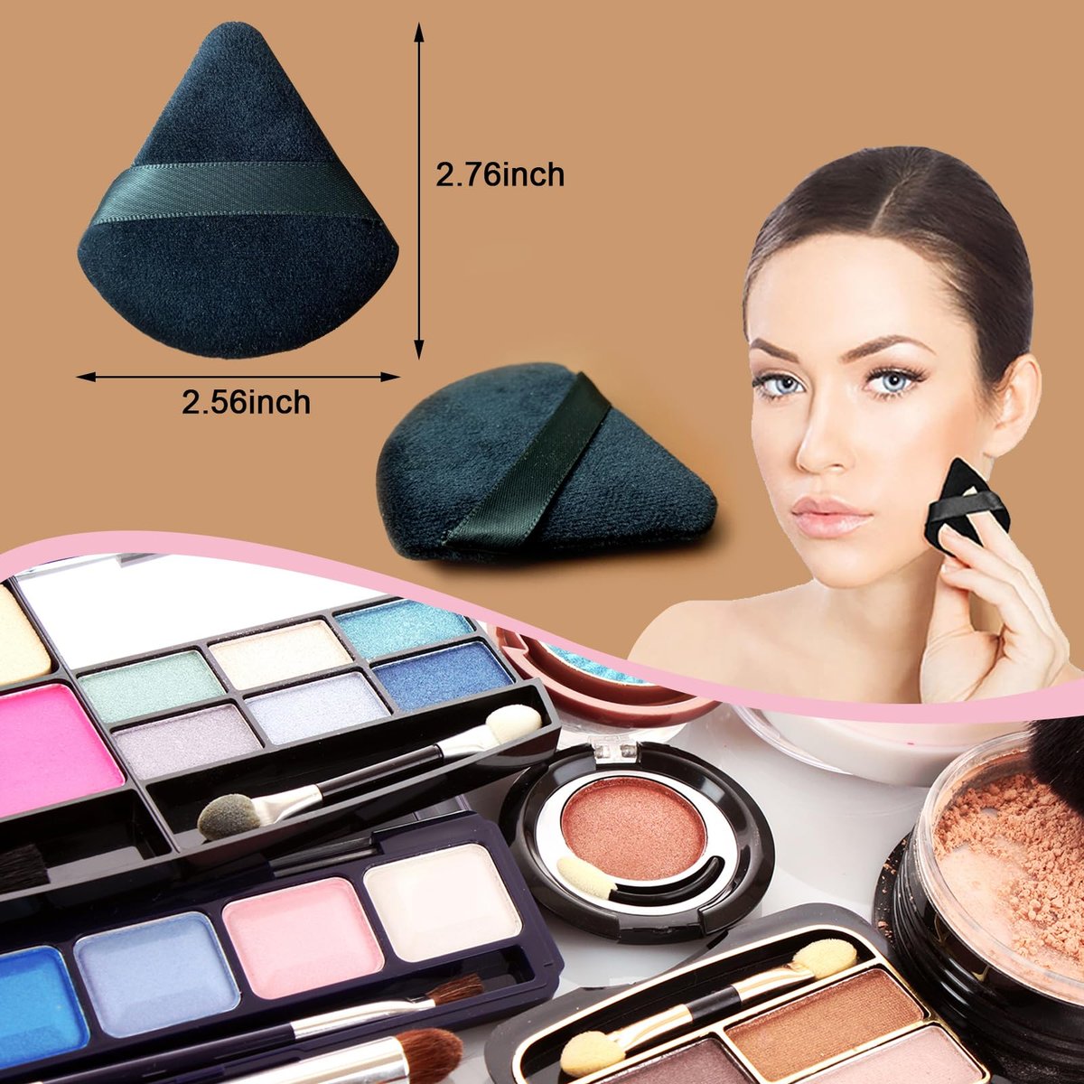 16 Stück Dreieckige Puderquasten Make-up Schwamm – Set Puderpuff für loses Puder, Foundation Make-up Schwamm