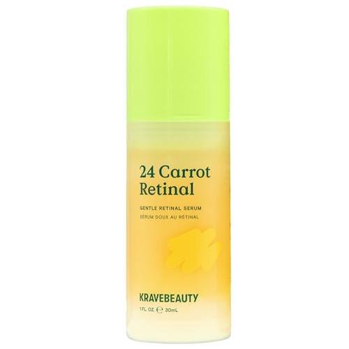 KraveBeauty 24 Karotten Sanftes Retinal-Serum, Leichtes 0,05% Retinal-Behandlung mit Karottenextrakt & Torula-Öl, für ungleichmäßigen Teint, Textur und feine Linien, Duftfrei, 30 ml
