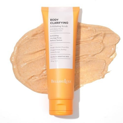 BellamiLuxx Body Acne Treatment Scrub – Rückenakne Behandlung für Männer, Frauen & Teenager – Körperpeeling gegen Ausbrüche auf Rücken, Brust, Po & Oberschenkeln – 1er-Pack