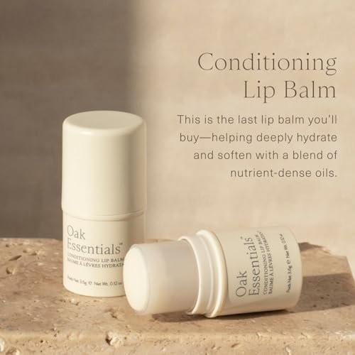 Oak Essentials Conditioning Lip Balm – Ultra-feuchtigkeitsspendender Lippenbalsam mit Sheabutter und Arganöl für trockene, rissige Lippen – Klarer, dewy Glanz, 3,6 g