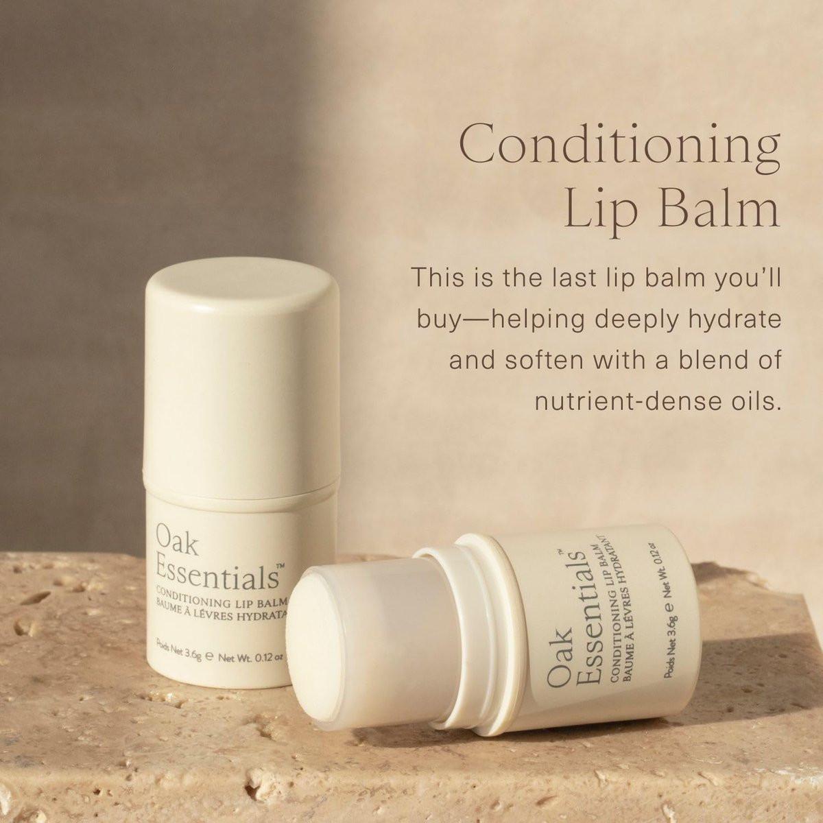 Oak Essentials Conditioning Lip Balm – Ultra-feuchtigkeitsspendender Lippenbalsam mit Sheabutter und Arganöl für trockene, rissige Lippen – Klarer, dewy Glanz, 3,6 g