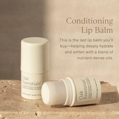 Oak Essentials Conditioning Lip Balm – Ultra-feuchtigkeitsspendender Lippenbalsam mit Sheabutter und Arganöl für trockene, rissige Lippen – Klarer, dewy Glanz, 3,6 g
