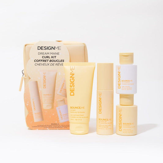 DESIGNME BOUNCE.ME Curl Kit | Lockenpflege-Set mit Curl Cream, Shampoo, Conditioner & Gel – Definition, Feuchtigkeit & Frizz-Kontrolle für Locken & Wellen | Geschenkset