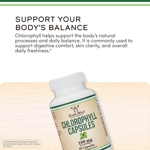 Chlorophyll Kapseln – für Verdauung, Darmgesundheit, Energie und Entgiftung – Vegan, 90 Kapseln von Double Wood