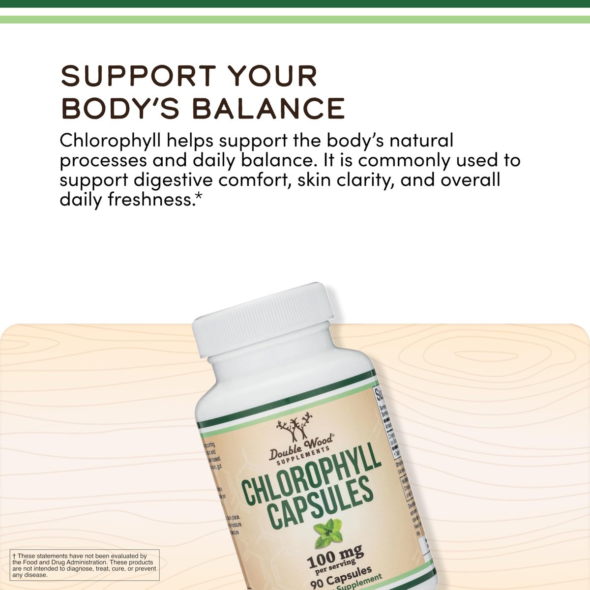 Chlorophyll Kapseln – für Verdauung, Darmgesundheit, Energie und Entgiftung – Vegan, 90 Kapseln von Double Wood