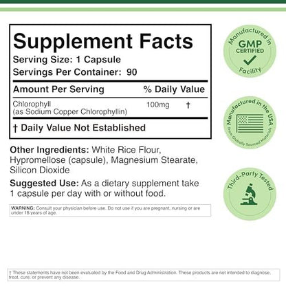 Chlorophyll Kapseln – für Verdauung, Darmgesundheit, Energie und Entgiftung – Vegan, 90 Kapseln von Double Wood