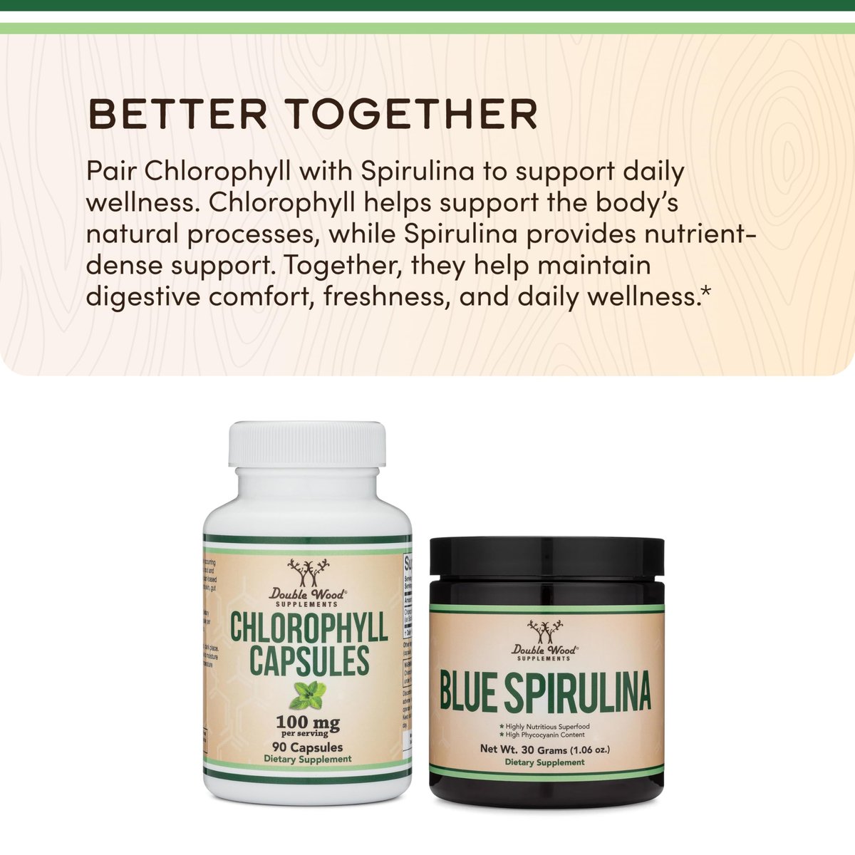 Chlorophyll Kapseln – für Verdauung, Darmgesundheit, Energie und Entgiftung – Vegan, 90 Kapseln von Double Wood