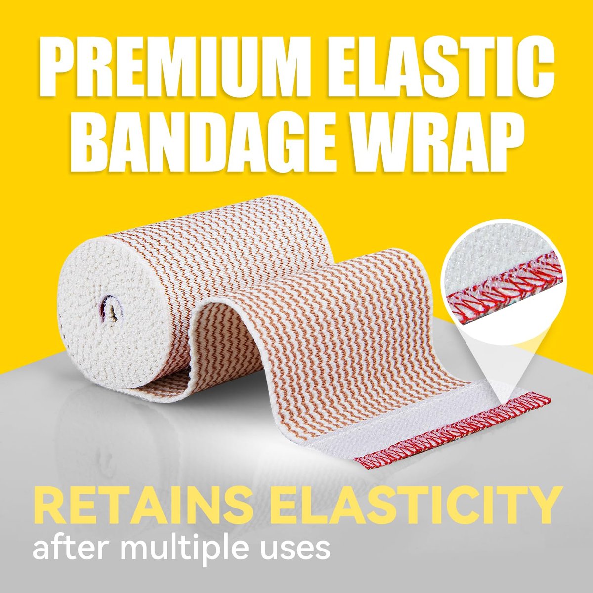FRESINIDER Elastische Bindenwickel, 2" x 6er-Pack – Latexfreie Baumwoll-Kompressionsbinde mit Klettverschluss an beiden Enden, wiederverwendbare Wickel für Sport, medizinische Zwecke und Verletzungsheilung
