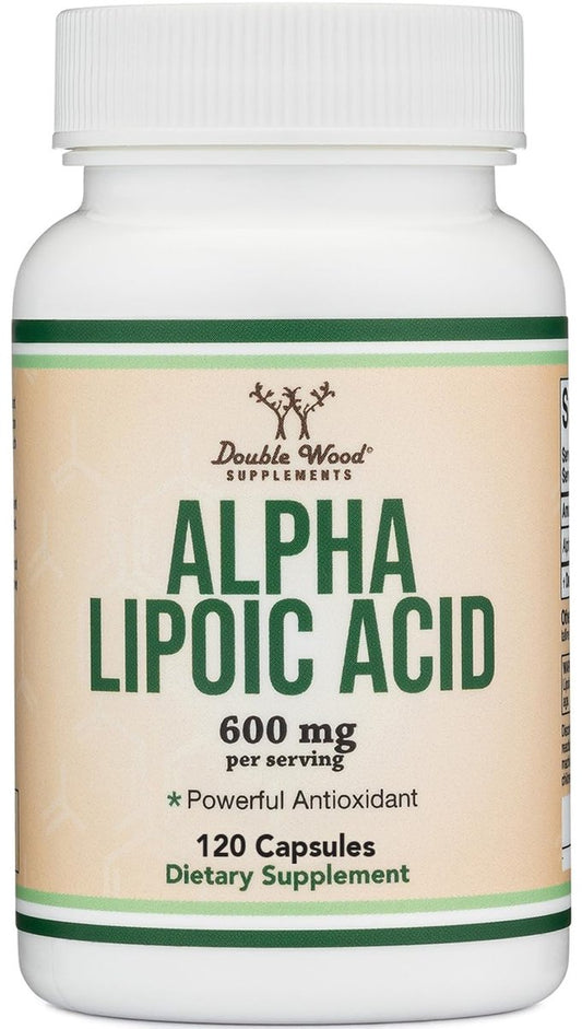 Alpha-Liponsäure 600 mg pro Portion, 120 Kapseln (Drittgeprüft, Nicht-GVO, Glutenfrei, Vegan), Zelluläre Energieunterstützung (ALA-Ergänzung) von Double Wood