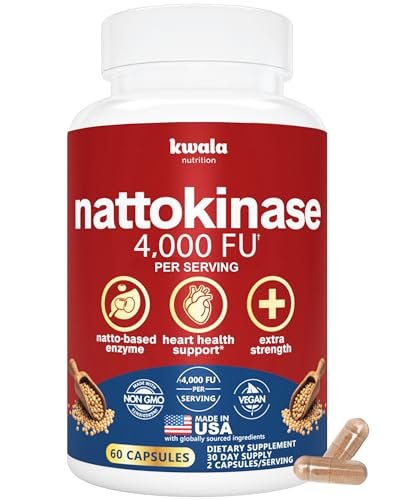 Kwala Nutrition Nattokinase Kapseln – 4.000 FU pro Portion – Vegan, Nicht-GVO, Glutenfrei – 60 Kapseln (30-Tage-Vorrat)
