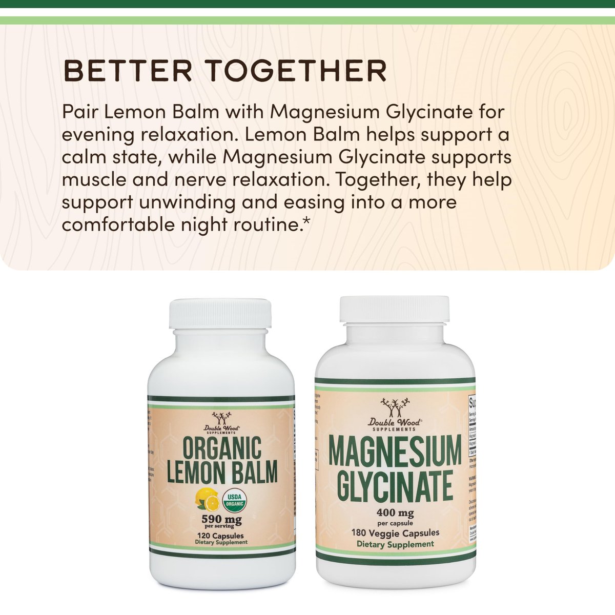 Double Wood Supplements Bio-Zitronenmelisse 120 Kapseln - für Verdauung & Entspannung 590mg - 120 Portionen - Non-GMO, Glutenfrei & Vegan