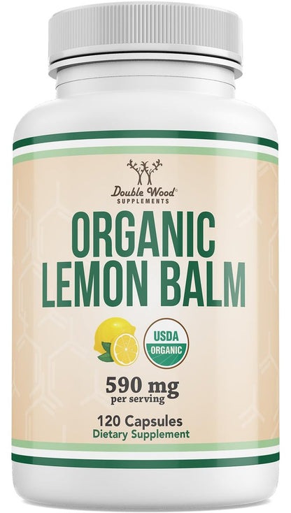 Double Wood Supplements Bio-Zitronenmelisse 120 Kapseln - für Verdauung & Entspannung 590mg - 120 Portionen - Non-GMO, Glutenfrei & Vegan