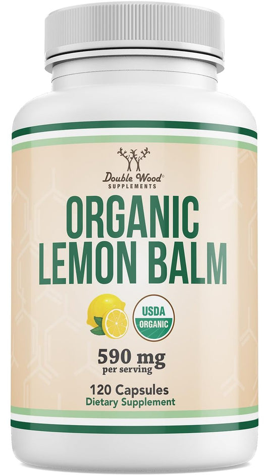Double Wood Supplements Bio-Zitronenmelisse 120 Kapseln - für Verdauung & Entspannung 590mg - 120 Portionen - Non-GMO, Glutenfrei & Vegan