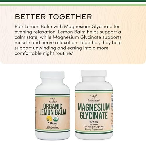Double Wood Supplements Bio-Zitronenmelisse 120 Kapseln - für Verdauung & Entspannung 590mg - 120 Portionen - Non-GMO, Glutenfrei & Vegan