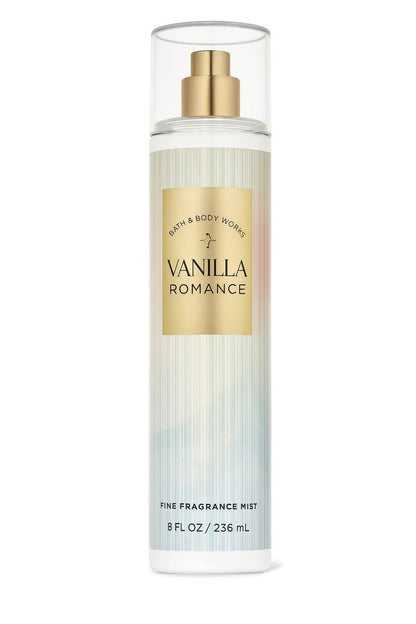 Bath & Body Works Vanilla Romance Fine Fragrance Mist 8 fl oz – Süße Vanille, Jasminblüten & Amber – Körperspray für Damen & Herren – Leichter Duftnebel für tägliche Erfrischung oder Layering