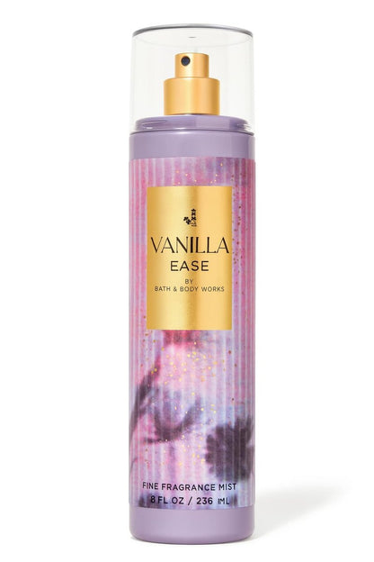 Bath & Body Works Vanilla Ease Feindüftspray 8 fl oz – Gemütliche Vanille, Rauchiger Moschus & Cashmere-Mischung – Körperspray für Damen und Herren – Lang anhaltender, leichter Duft