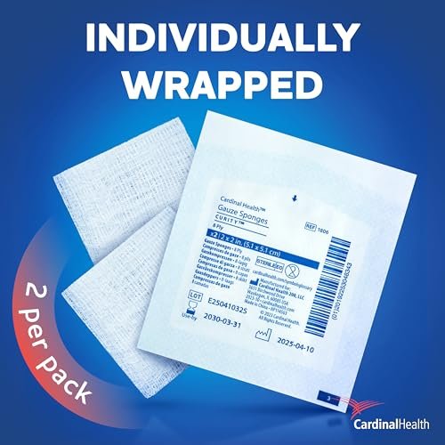 Covidien Curity Mullkompressen, steril, 2er-Pack, 2" x 2", 8-lagig (Packung mit 100)