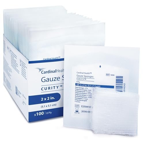 Covidien Curity Mullkompressen, steril, 2er-Pack, 2" x 2", 8-lagig (Packung mit 100)