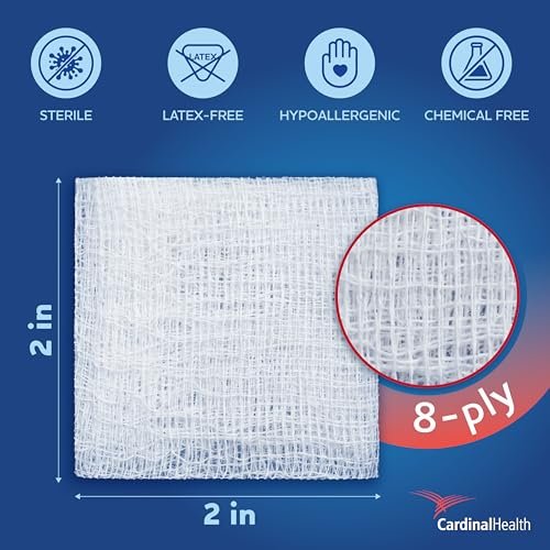 Covidien Curity Mullkompressen, steril, 2er-Pack, 2" x 2", 8-lagig (Packung mit 100)