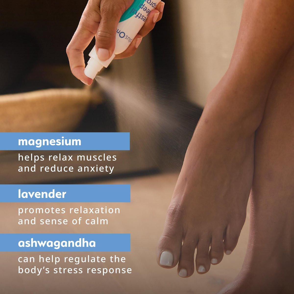 Plus One Blissful Sleep Spray – Magnesium, Lavendel & Ashwagandha für Entspannung, Ruhe & erholsamen Schlaf – Hormonfrei, Duftneutral, Wechseljahre-freundliches Aromatherapie-Mist