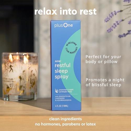 Plus One Blissful Sleep Spray – Magnesium, Lavendel & Ashwagandha für Entspannung, Ruhe & erholsamen Schlaf – Hormonfrei, Duftneutral, Wechseljahre-freundliches Aromatherapie-Mist