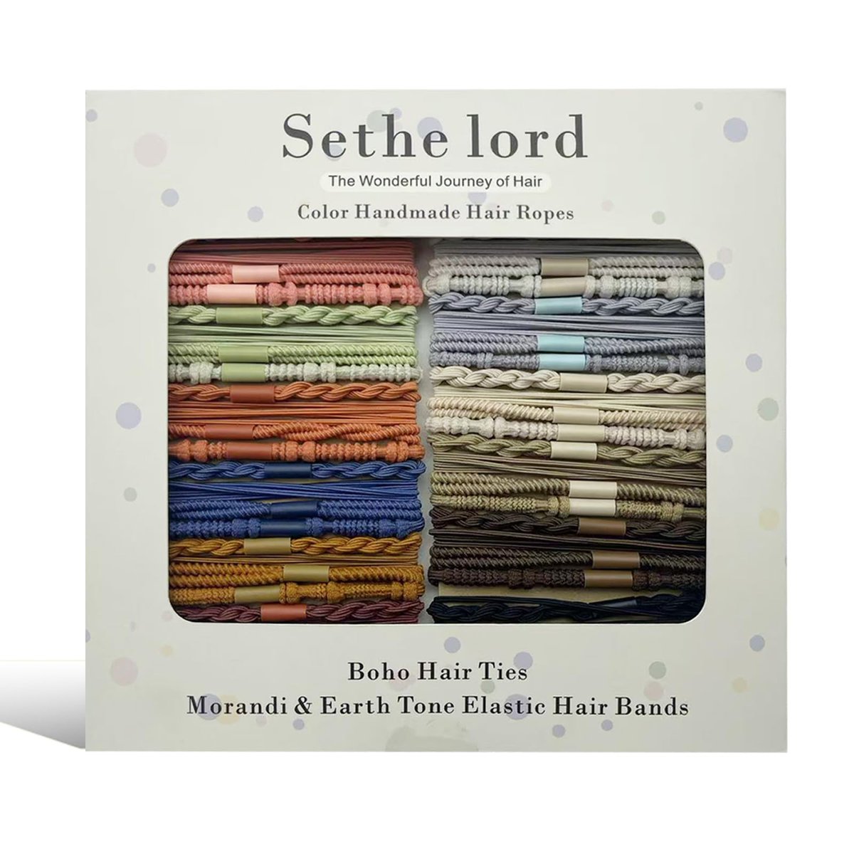 48 Stück Boho Haargummis - Morandi & Erdtöne Elastische Haarbänder, Keine Abdrücke, Langlebige Haaraccessoires für Frauen und Mädchen, Mehrfarbige Handgefertigte Haarspangen mit Kraftpapier-Anhängekarte