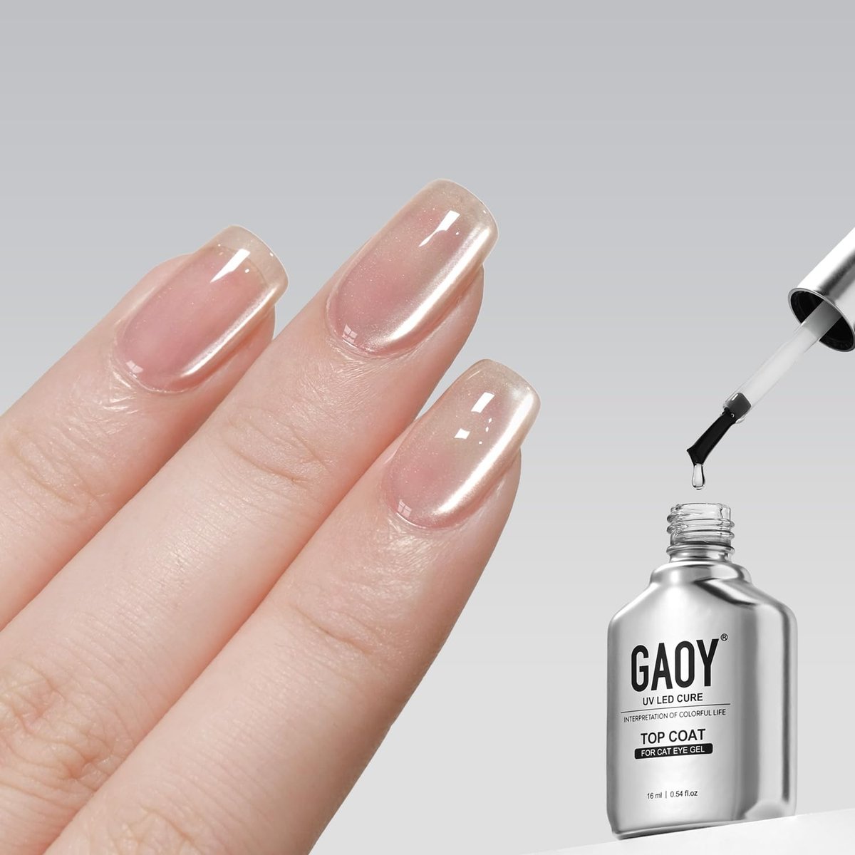 GAOY Crystal Top Coat Speziell für Katzenaugen-Gel – Verstärkt den Katzenauge-Effekt, Hochglanz für langanhaltende UV-Nagelkunst, 16 ml