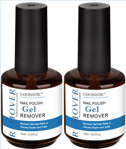 LOUINSTIC Gel Nagellack Entferner 2er Pack (30ml) – Acetonfrei & Sanft, Schnelle Gelentfernung in 2-5 Minuten, Ohne Einweichen oder Folie, Ideal für DIY Maniküre zu Hause