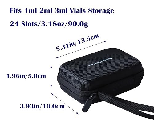 Moyite 24 Slots Peptid-Aufbewahrungsbox für Kühlschrank – Passend für 1ml, 2ml, 3ml Vials – mit Handschlaufe und Logo – Schwarz (nur Box)