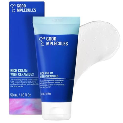 Good Molecules Rich Cream mit Ceramiden 50 ml – Tägliche Feuchtigkeitscreme für trockene Haut & Rötungen – Gesichtslotion mit Betulin – Beruhigt, polstert, hydratisiert – Anti-Aging Hautpflege