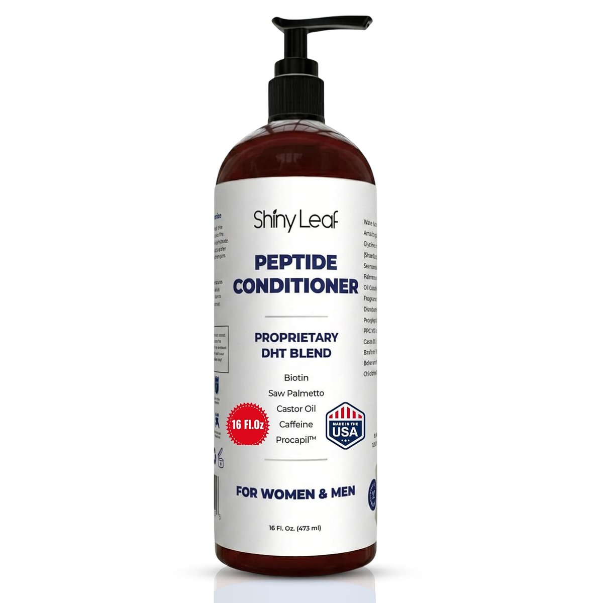 Shiny Leaf Peptide Conditioner gegen Haarausfall – DHT-Blocker mit Biotin, Koffein & Sägepalme – Sulfatfreie, stärkende Formel für Frauen und Männer – Farbschonend für alle Haartypen, 473 ml