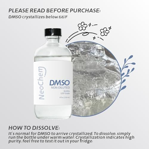 NeoChem Dimethyl Sulfoxid (DMSO) 99,95 % rein flüssig | 8 oz. DMSO unverdünnt | Geruchslos, in hochwertiger Glasflasche