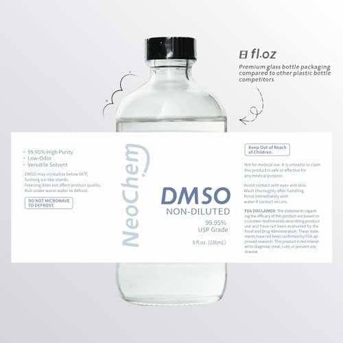 NeoChem Dimethyl Sulfoxid (DMSO) 99,95 % rein flüssig | 8 oz. DMSO unverdünnt | Geruchslos, in hochwertiger Glasflasche