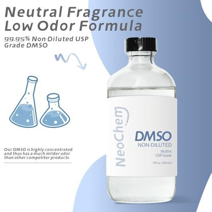 NeoChem Dimethyl Sulfoxid (DMSO) 99,95 % rein flüssig | 8 oz. DMSO unverdünnt | Geruchslos, in hochwertiger Glasflasche