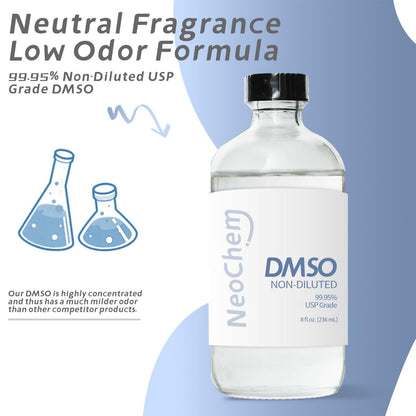 NeoChem Dimethyl Sulfoxid (DMSO) 99,95 % rein flüssig | 8 oz. DMSO unverdünnt | Geruchslos, in hochwertiger Glasflasche