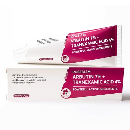 Roseblem Arbutin 7% + Tranexamsäure 4% Gesichtscreme gegen dunkle Flecken & ungleichmäßigen Hautton – Feuchtigkeitsspendend, nicht reizend, sicher für empfindliche Haut 1,76 oz (1er-Pack)