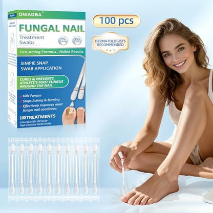 Fußnagelpilz-Behandlungstücher – 100 Stück, extra starke Zehennagel- & Fußpilzbehandlung mit 25% Undecylensäure, beschädigte, verfärbte & dicke Nägel, stellt gesundes Nagelwachstum wieder her